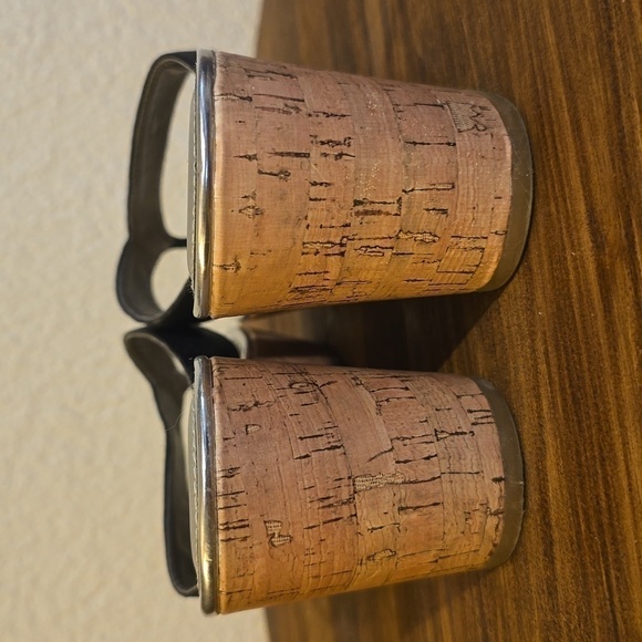 Sam & Libby Womens Black tong cork platform Wedge Sandals Silver CUTE! Sz.7 - Picture 4 of 13